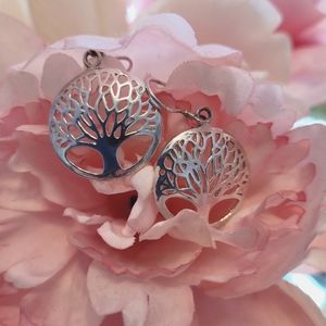 925 Stirling Silver Filigree Tree Earrings